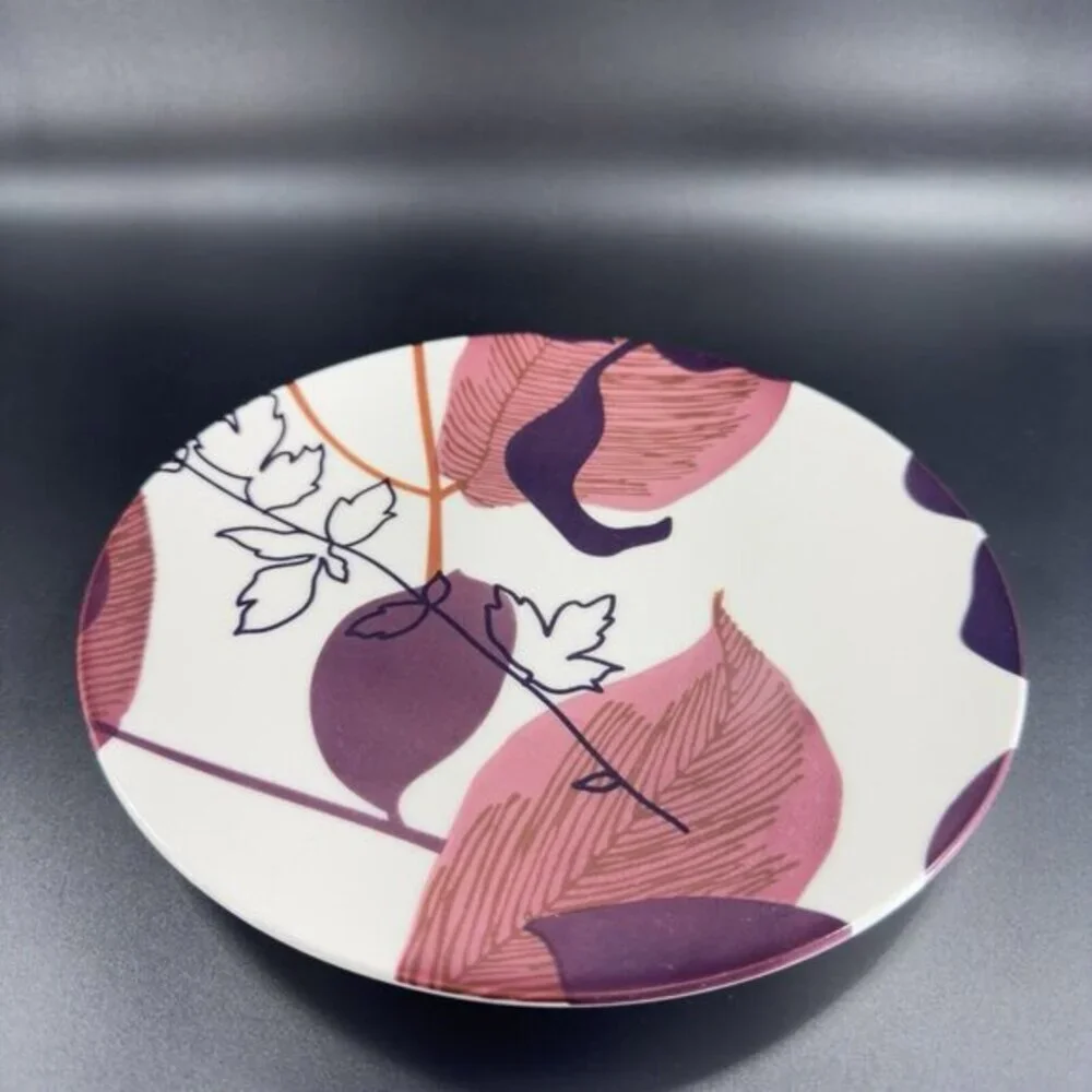 POTTERY BARN Graphic Harvest Ceramic Dish‎ Plate Made In Brazil Round New Set 4